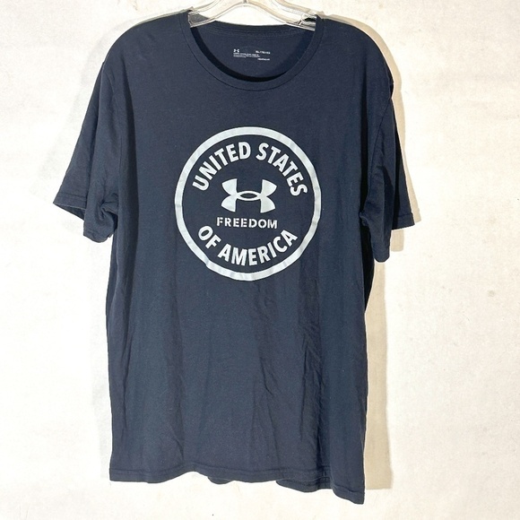 Under Armour USA Freedom Black Athletic Workout Training Short Sleeve T Shirt - Picture 1 of 9